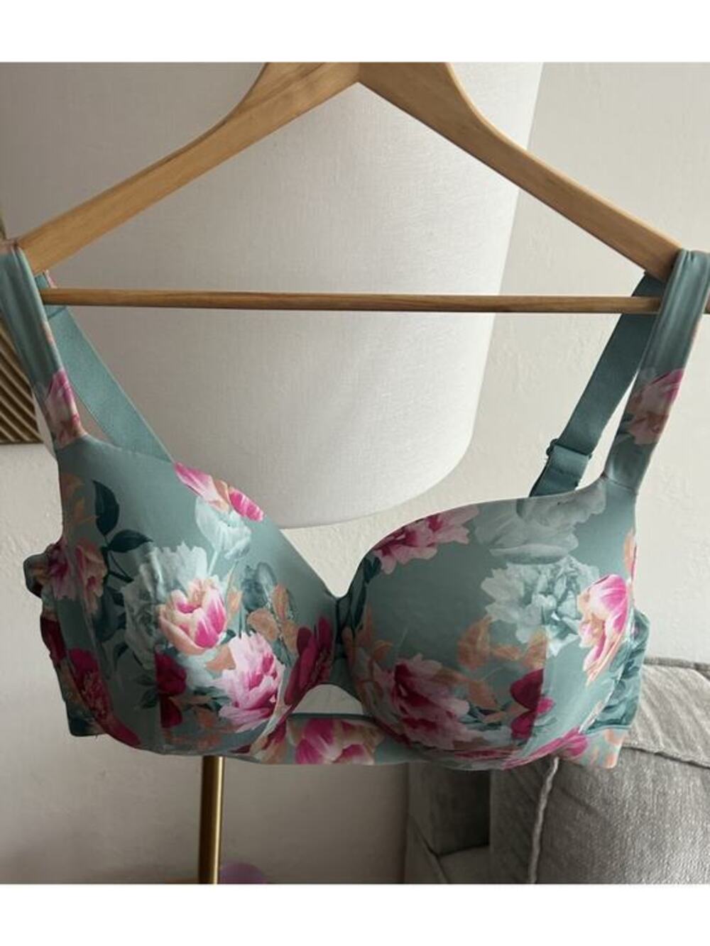 CACIQUE FLORAL LIGHTLY LINED BALCONETTE UNDERWIRE BRA SIZE 44DD